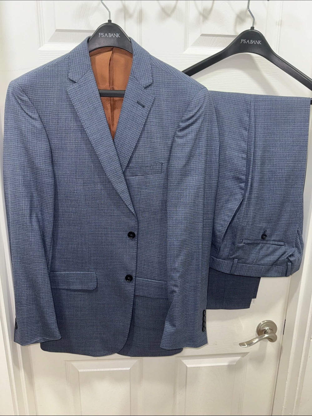 Jos. A. Bank Men's Slate Blue Micro-Check Two-Piece Suit